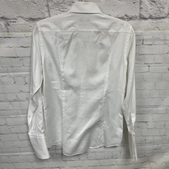 Hugo Boss Sharp Fit Button Down Dress Shirt Kent Collar Double Cuffs - Picture 2 of 9